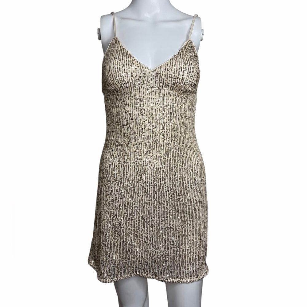 Altar'd State Sparkling Gold Sequin Dress Small